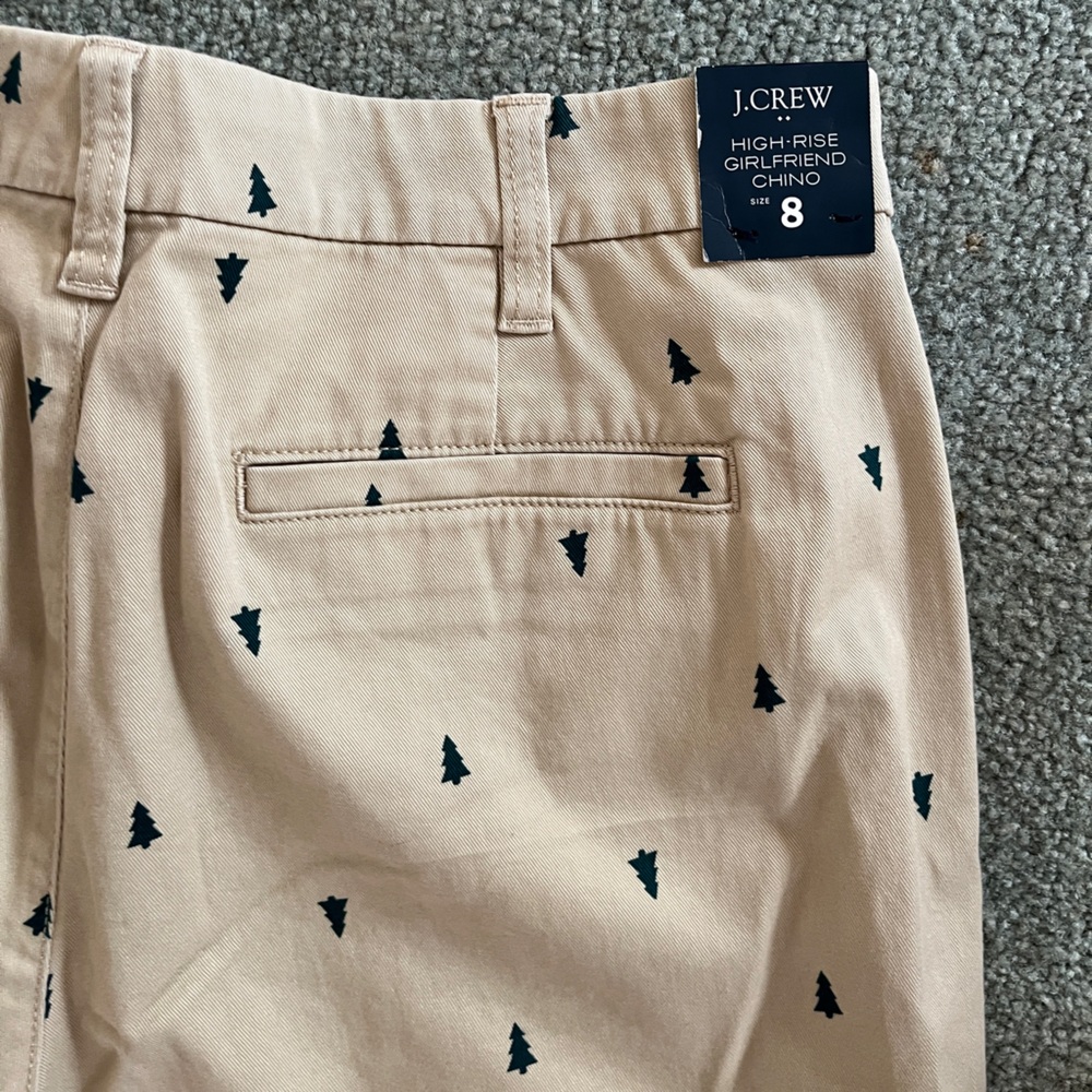 J. Crew Tree Printed High-Rise Girlfriend Chino Pants size 8 Holiday Christmas - Picture 7 of 7